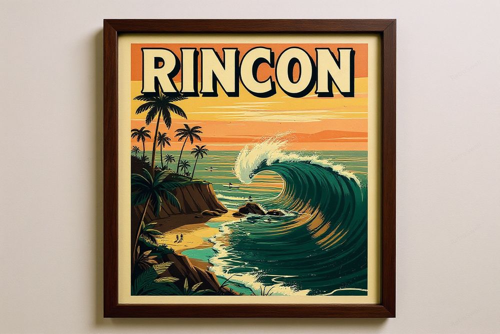Rincon California Surf Poster — room mockup