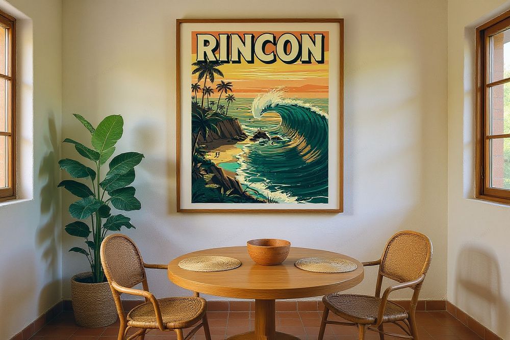 Rincon California Surf Poster — room mockup