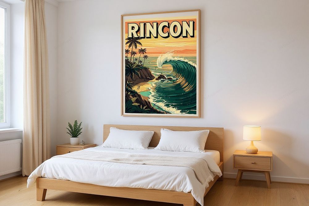 Rincon California Surf Poster — room mockup