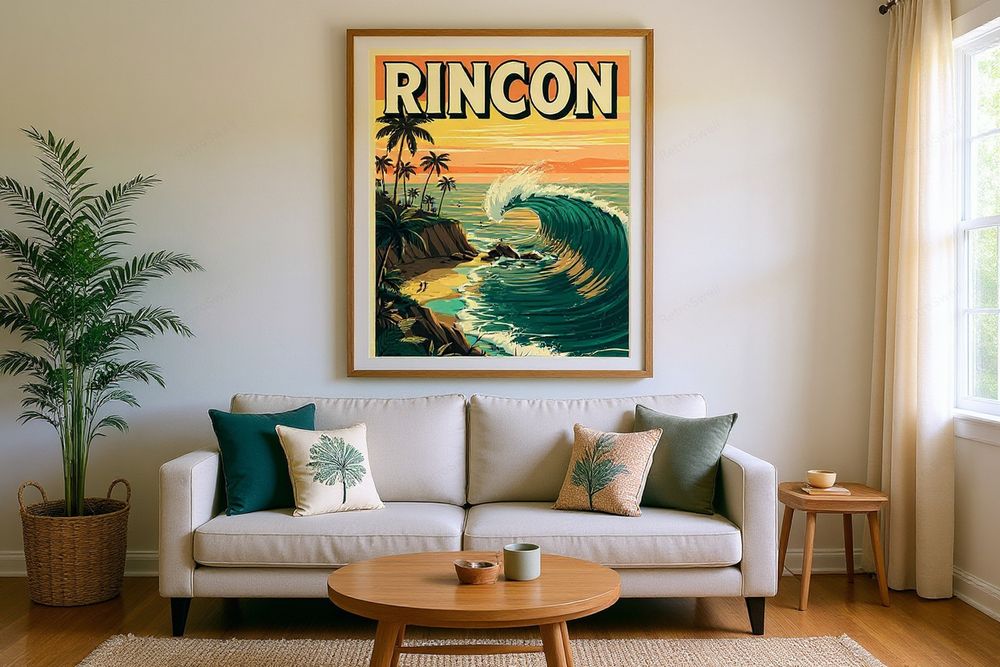Rincon California Surf Poster — room mockup