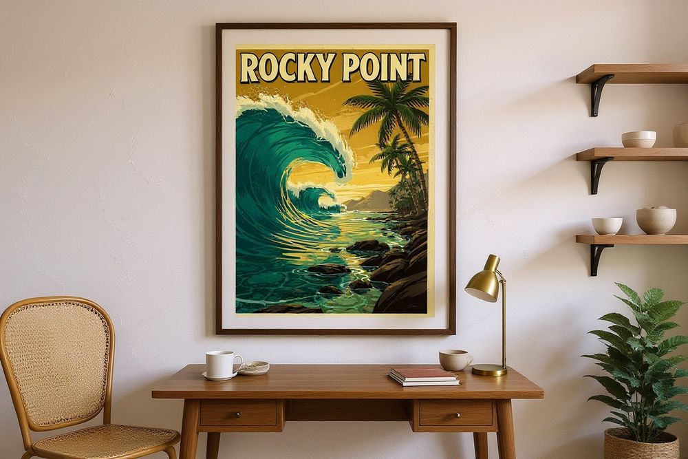 Rocky Point Surf Poster — room mockup