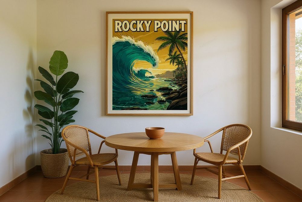 Rocky Point Surf Poster — room mockup