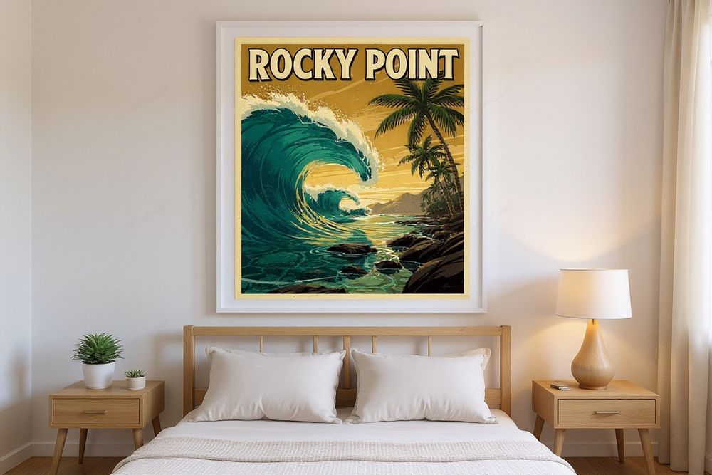 Rocky Point Surf Poster — room mockup