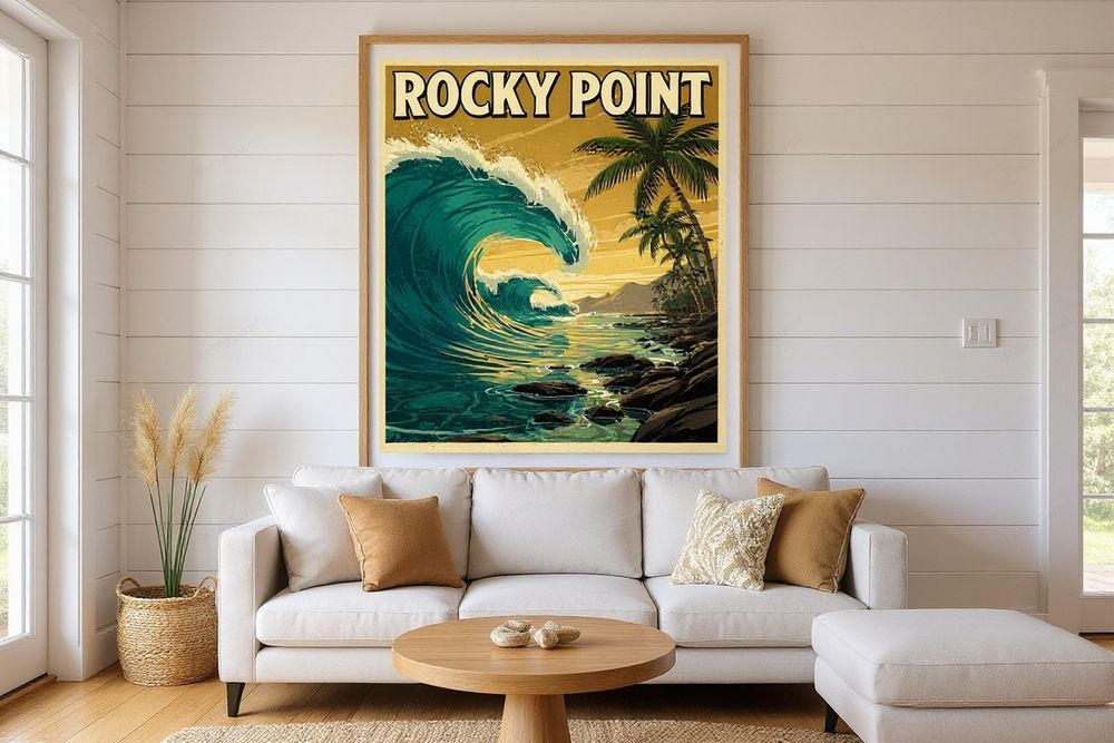 Rocky Point Surf Poster — room mockup