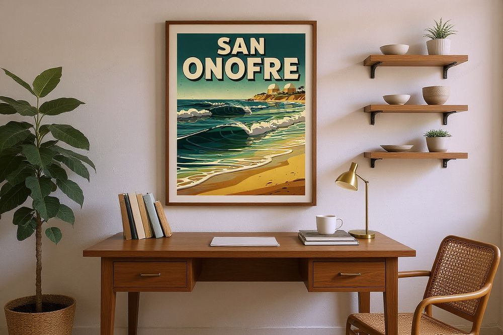 San Onofre Surf Poster — room mockup
