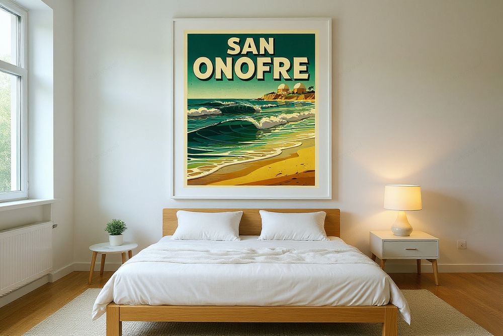 San Onofre Surf Poster — room mockup