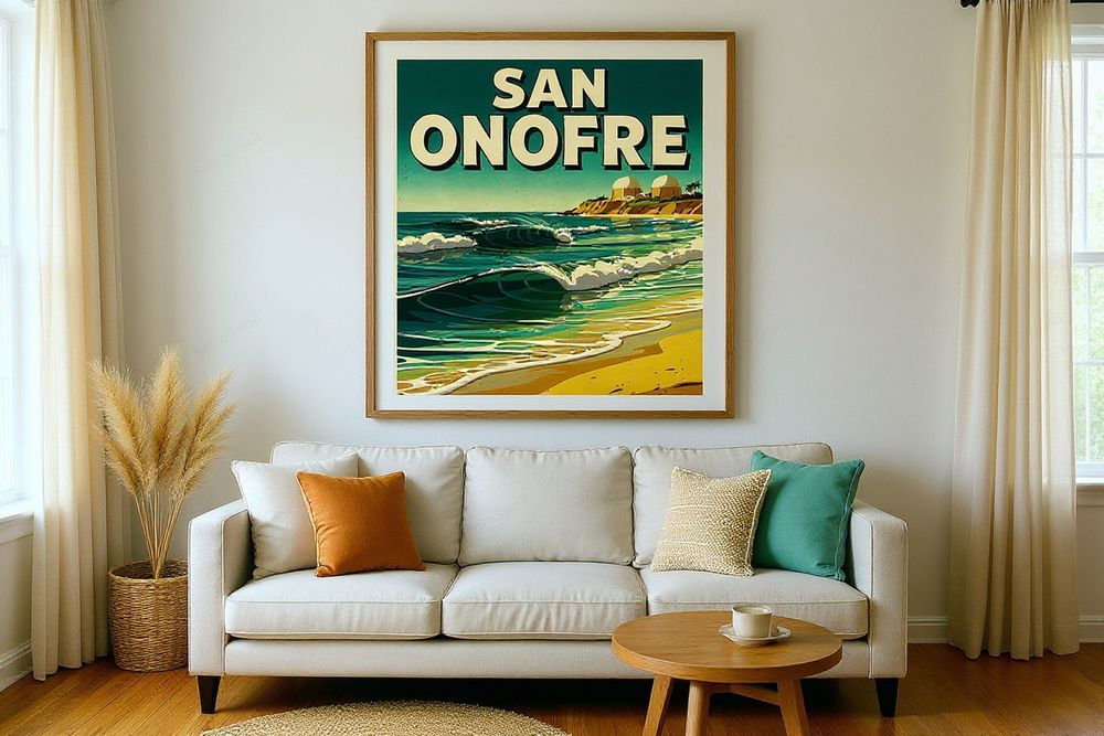 San Onofre Surf Poster — room mockup