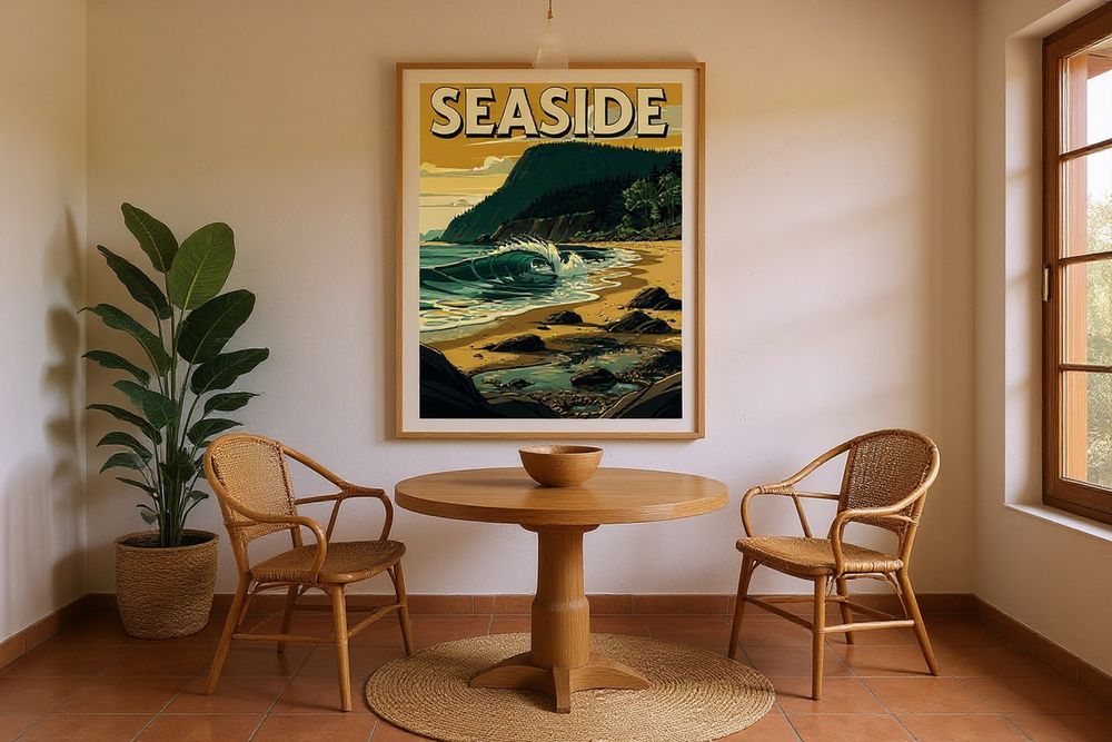 Seaside Surf Poster — room mockup