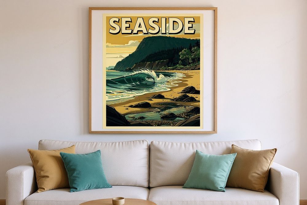 Seaside Surf Poster — room mockup