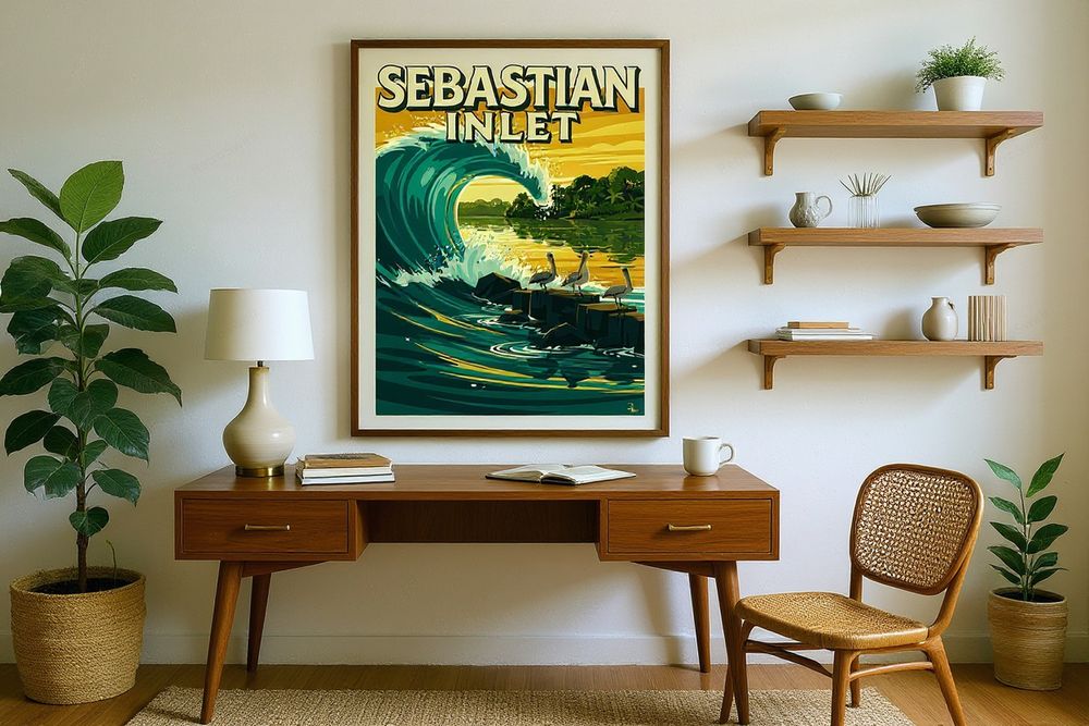 Sebastian Inlet Surf Poster — room mockup