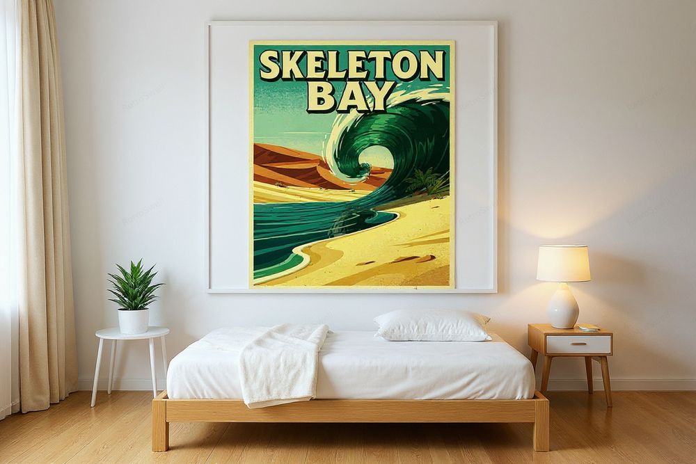 Skeleton Bay Namibia Surf Poster — room mockup
