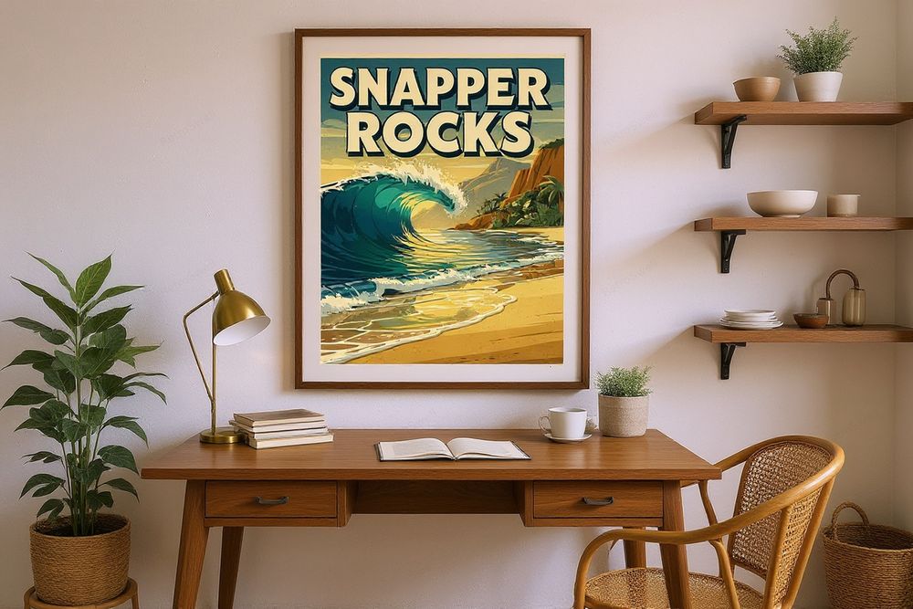 Snapper Rocks Surf Poster — room mockup