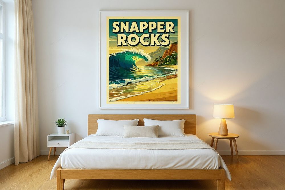 Snapper Rocks Surf Poster — room mockup