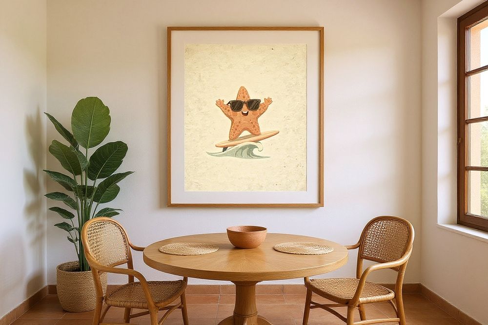 Starfish Surfing Art Print
