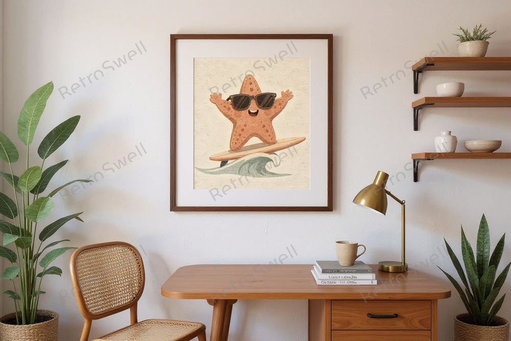 Starfish Surfing Art Print — room mockup