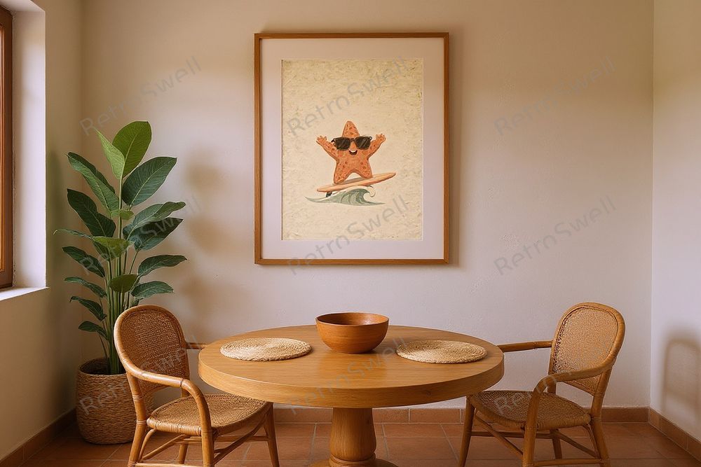Starfish Surfing Art Print — room mockup