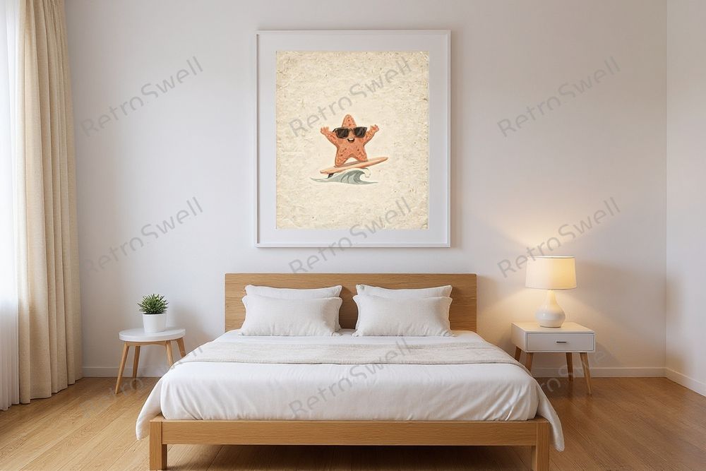 Starfish Surfing Art Print — room mockup