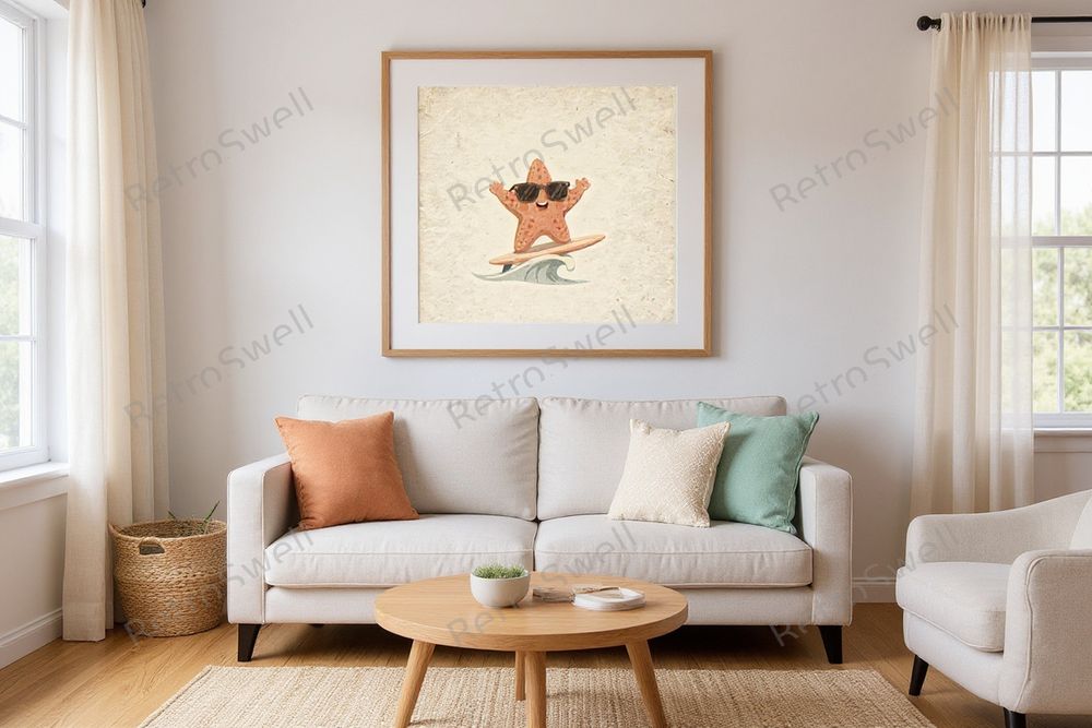Starfish Surfing Art Print — room mockup