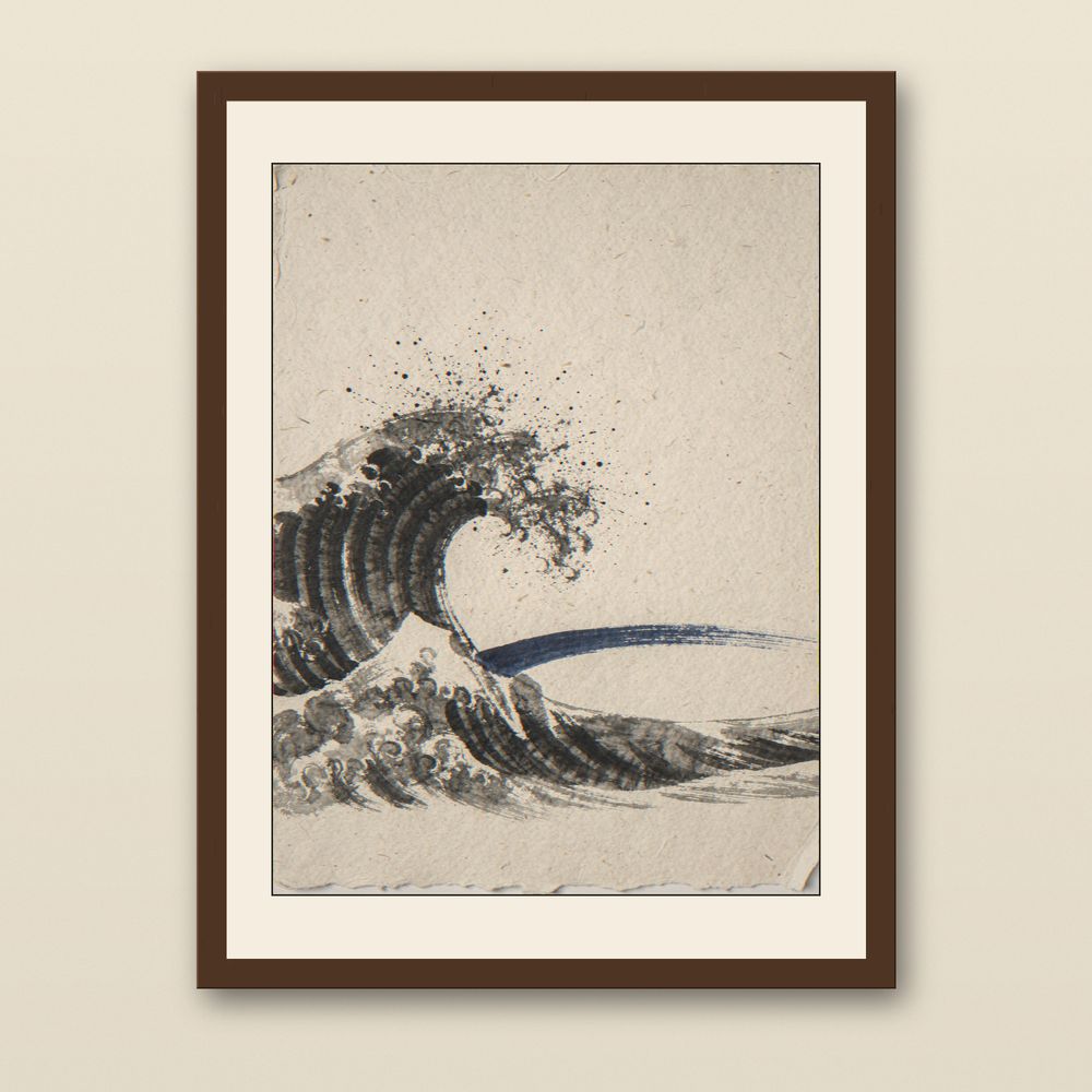 Sumi-e Crashing Wave Print