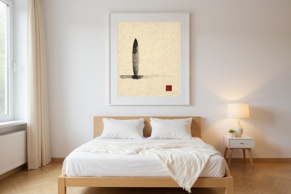 Sumi-e Longboard Still Life Print — room mockup