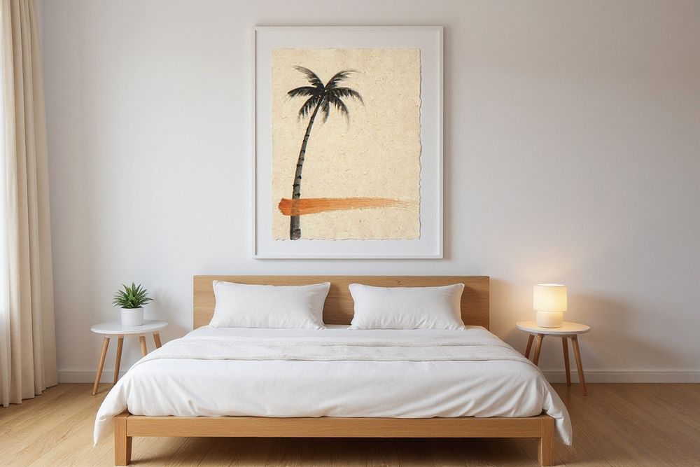 Sumi-e Palm Tree Print — room mockup