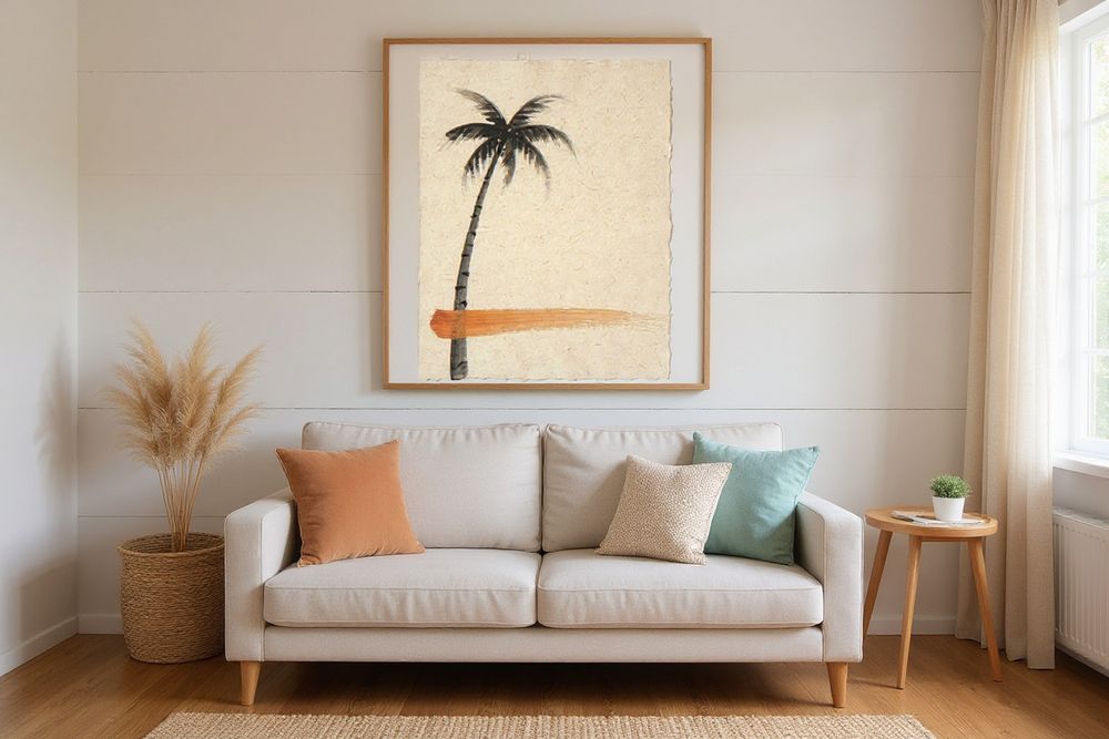 Sumi-e Palm Tree Print — room mockup