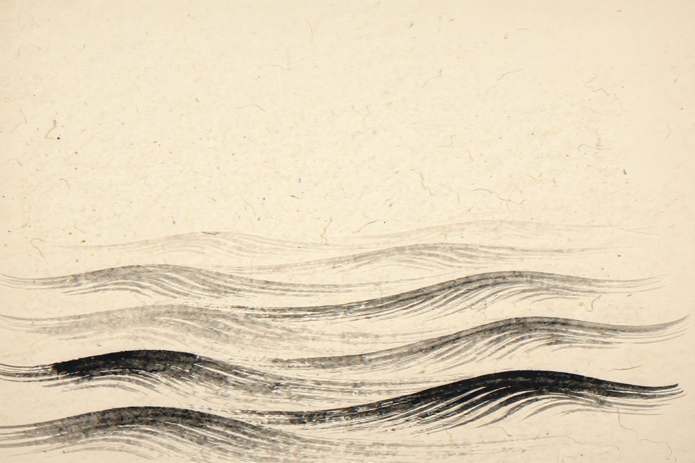 Sumi-e Seven Waves Print — room mockup