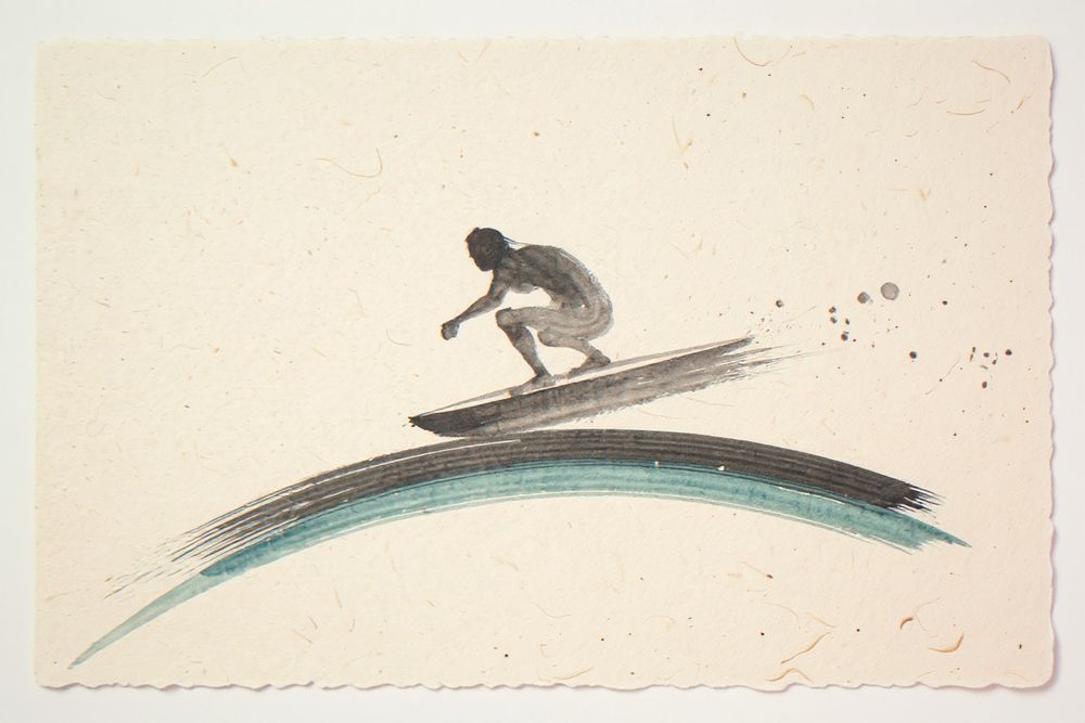 Sumi-e Surfer Art Print — room mockup
