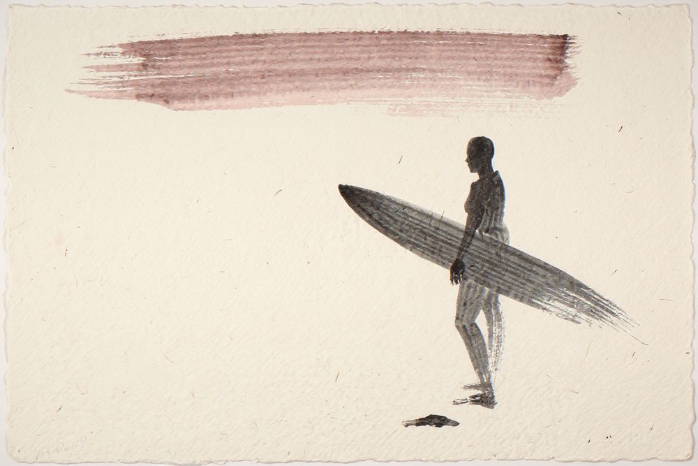 Sumi-e Surfer Print — room mockup