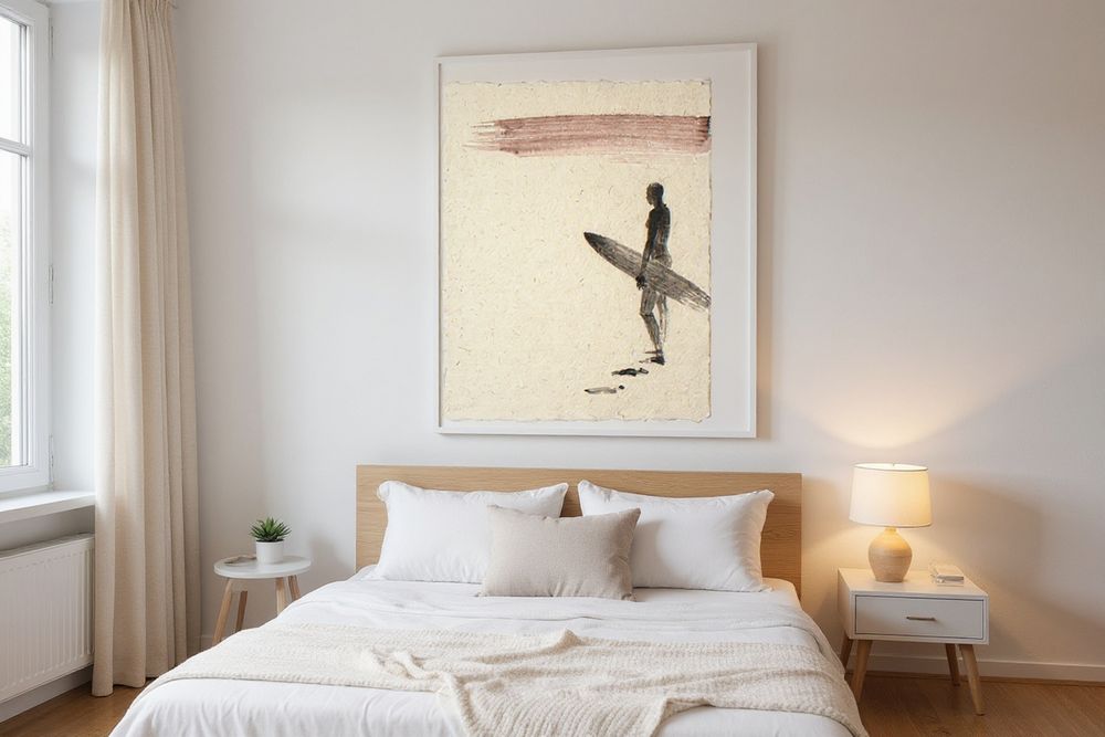 Sumi-e Surfer Print — room mockup