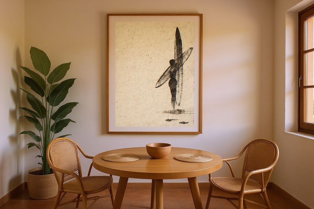 Sumi-e Surfer Print — room mockup