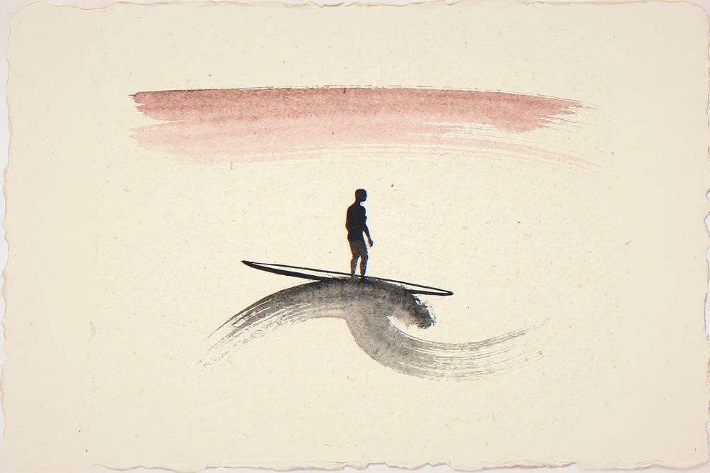 Sumi-e Surfer Print — room mockup