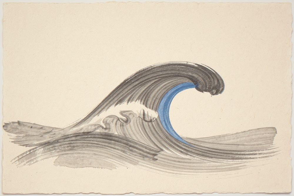 Sumi-e Wave Print — room mockup