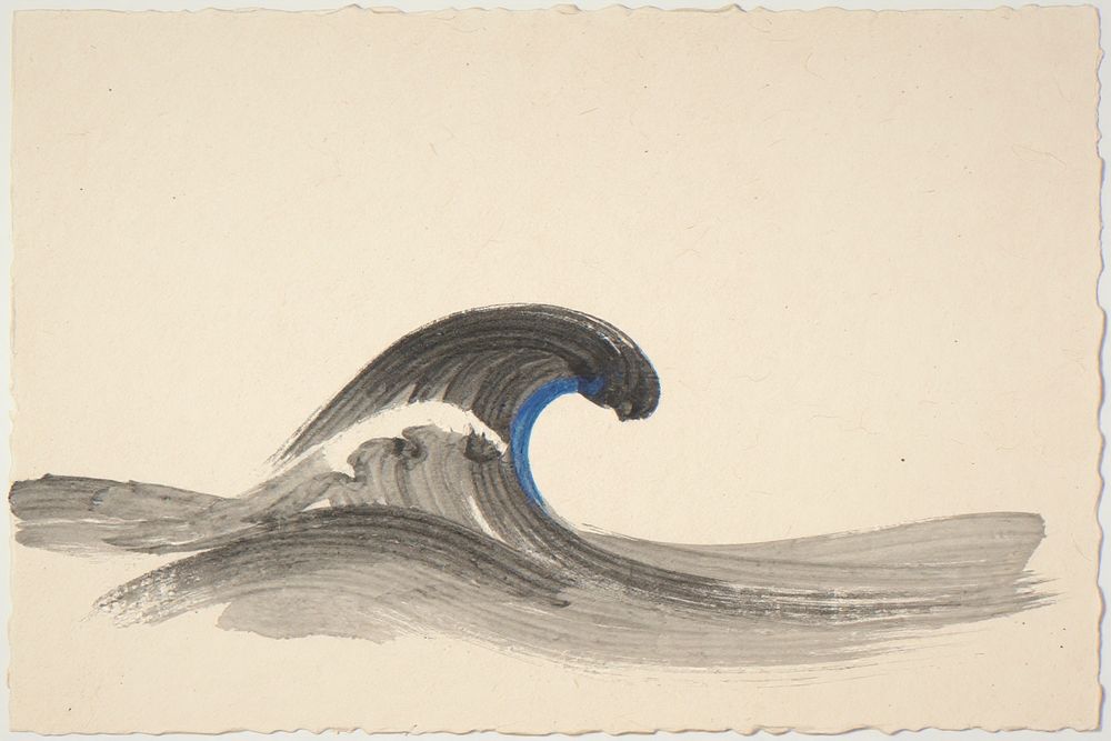 Sumi-e Wave Print — room mockup