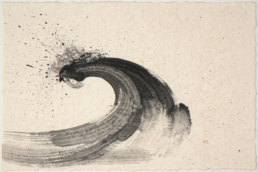 Sumi-e Wave Print — room mockup