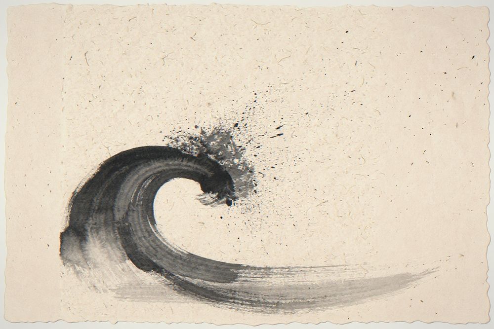 Sumi-e Wave Print — room mockup