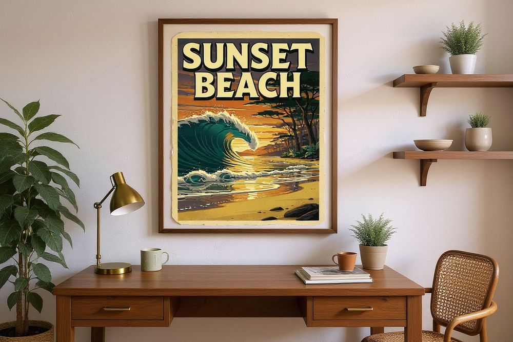 Sunset Beach Hawaii Poster — room mockup