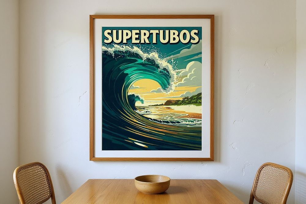 Supertubos Portugal Surf Poster — room mockup