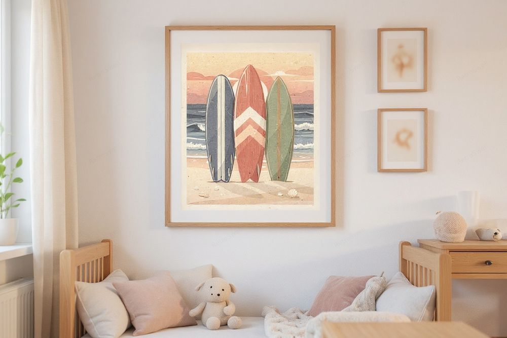 Surfboard Collection Nursery Print — room mockup