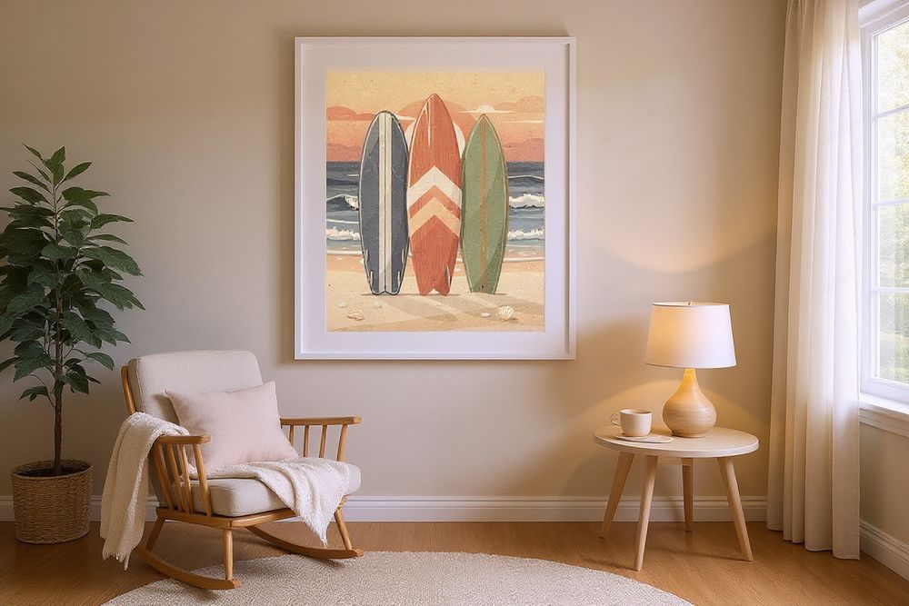 Surfboard Collection Nursery Print — room mockup