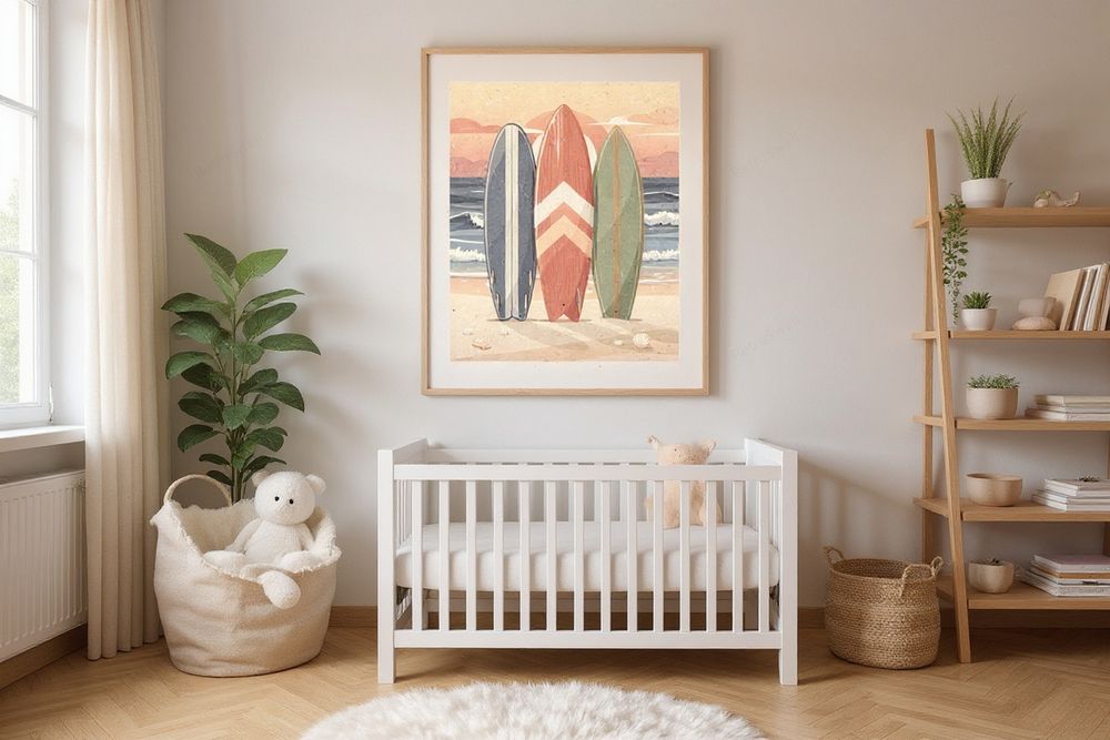 Surfboard Collection Nursery Print — room mockup