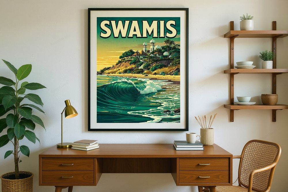 Swamis Surf Poster — room mockup