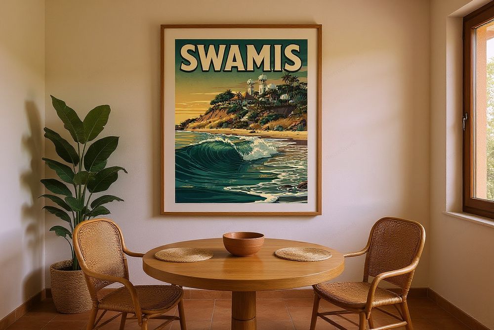 Swamis Surf Poster — room mockup