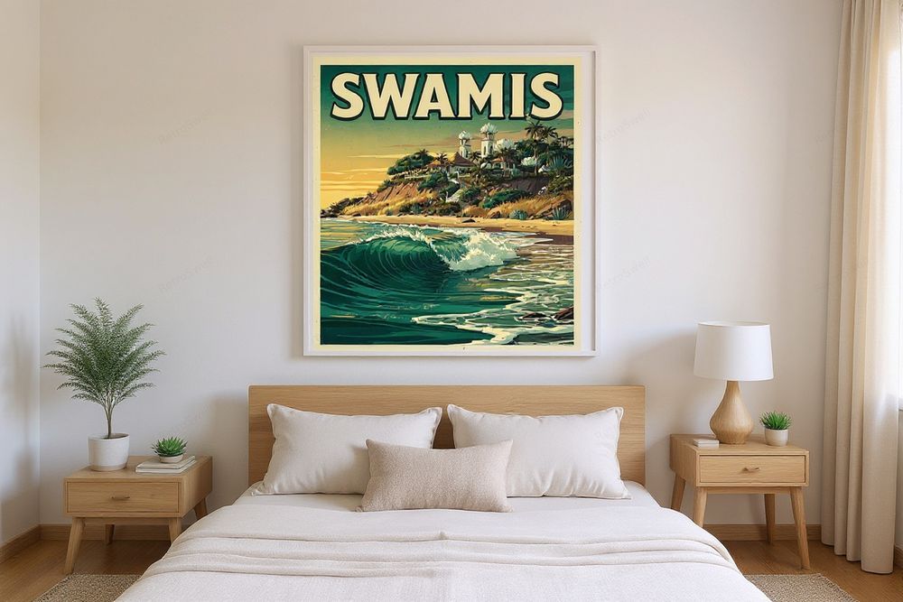 Swamis Surf Poster — room mockup