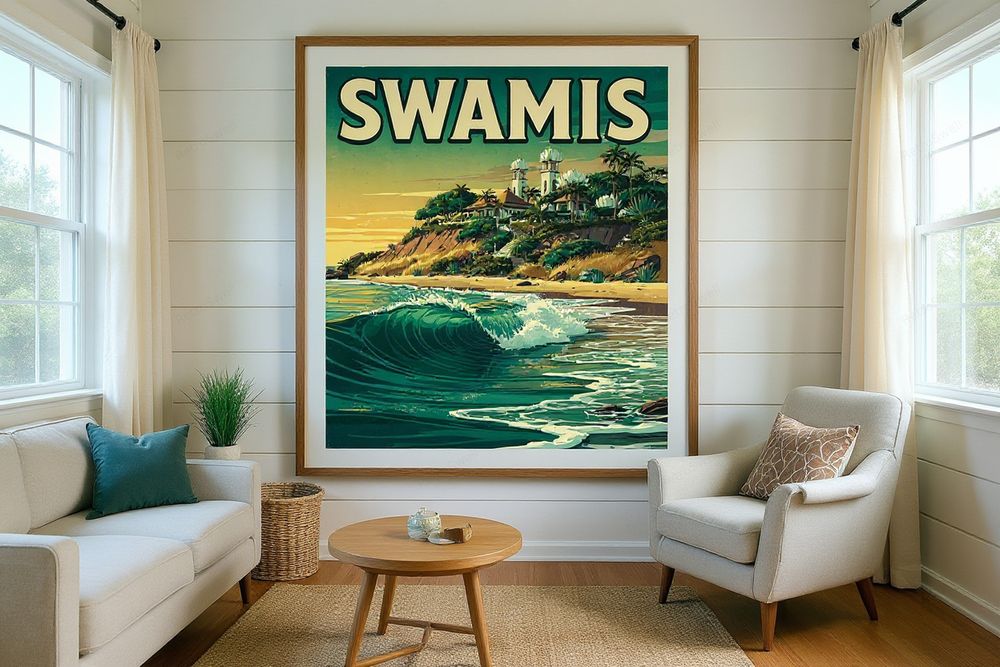 Swamis Surf Poster — room mockup