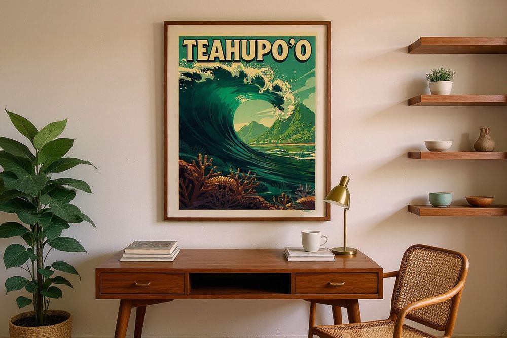 Teahupoo Tahiti Surf Poster — room mockup