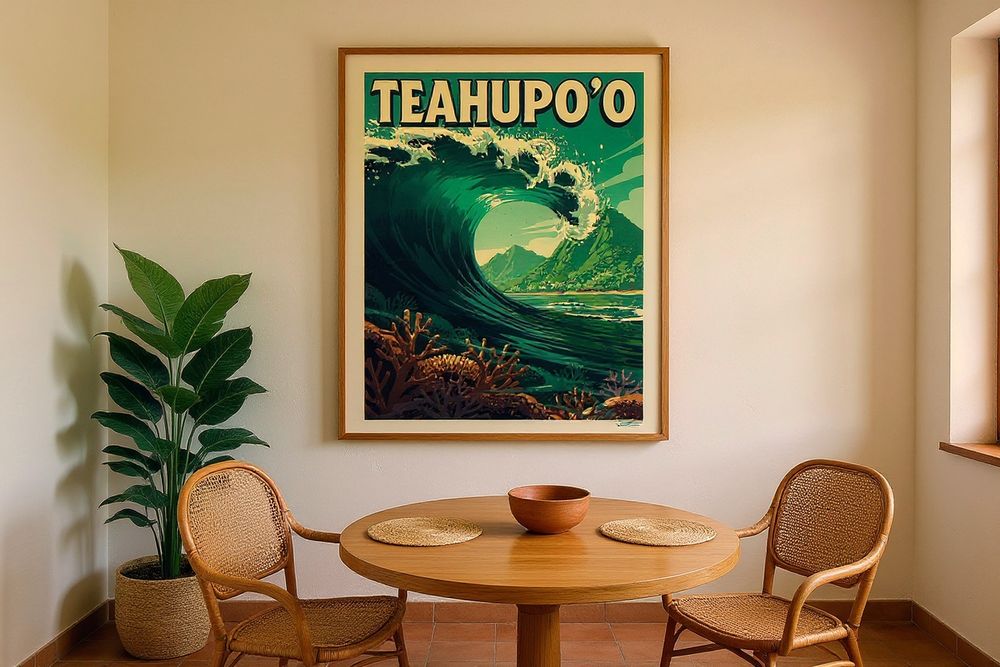 Teahupoo Tahiti Surf Poster — room mockup