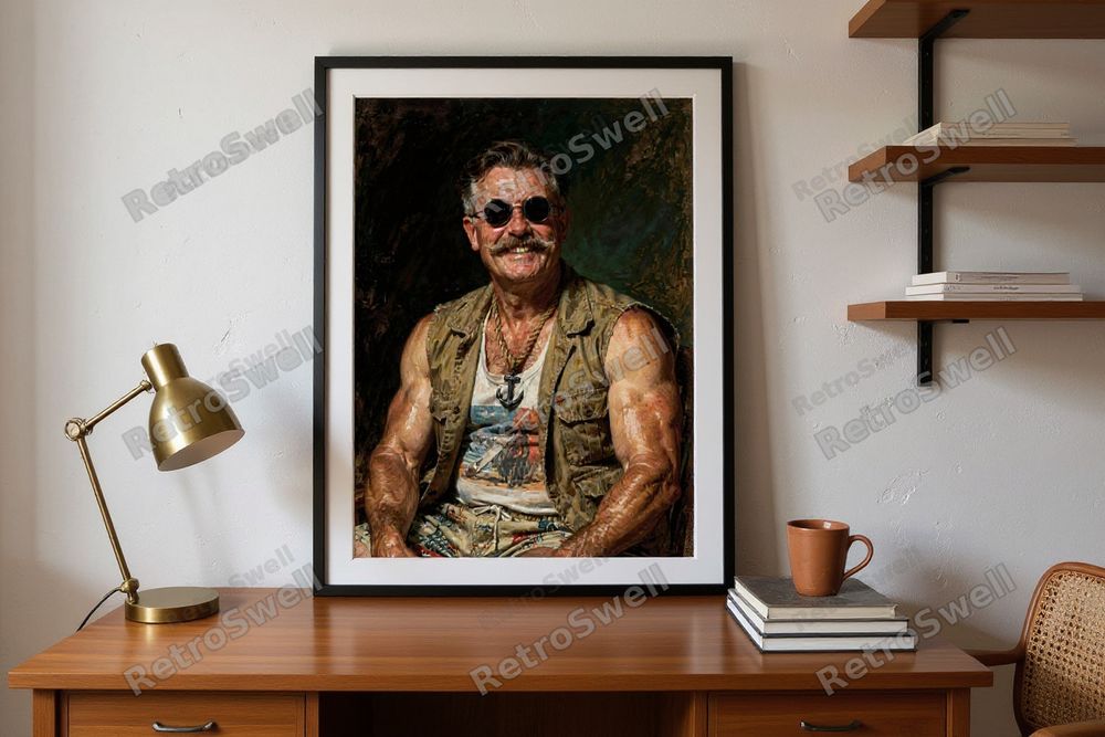 Teddy Roosevelt Surfer Oil Painting — room mockup