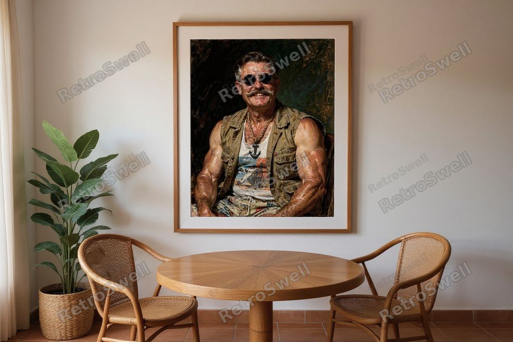 Teddy Roosevelt Surfer Oil Painting — room mockup