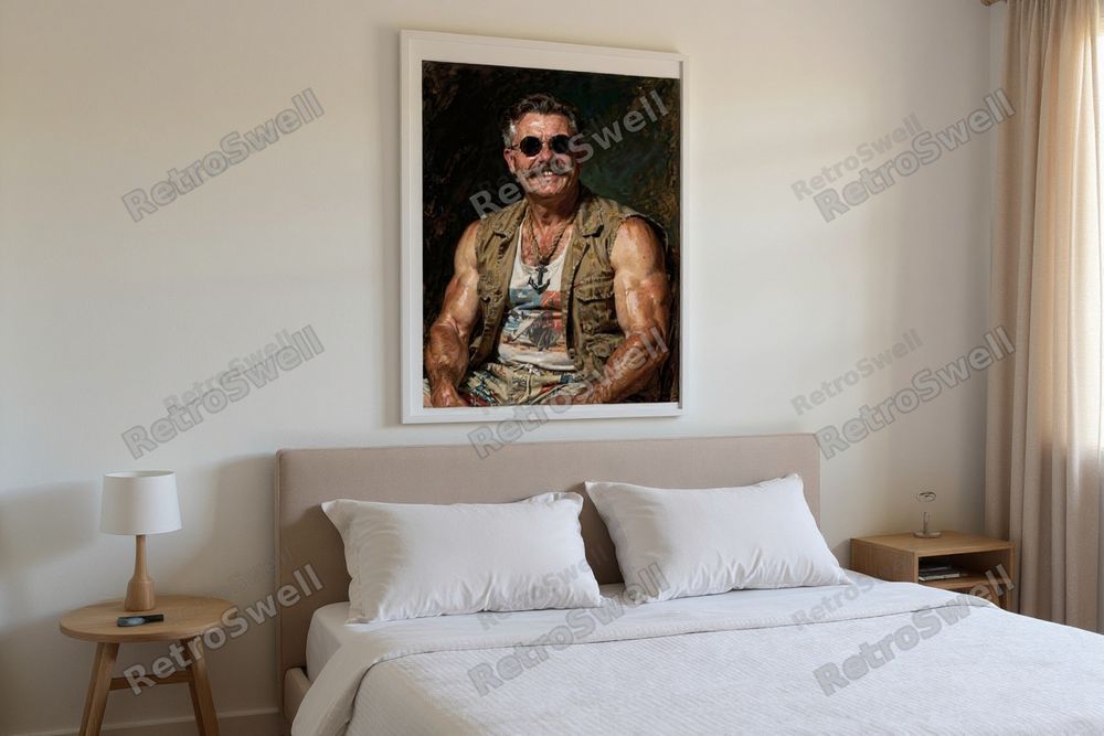 Teddy Roosevelt Surfer Oil Painting — room mockup
